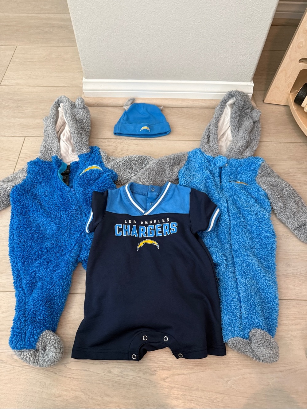 NFL Los Angeles Chargers Navy and Bright Blue Infant One-Piece